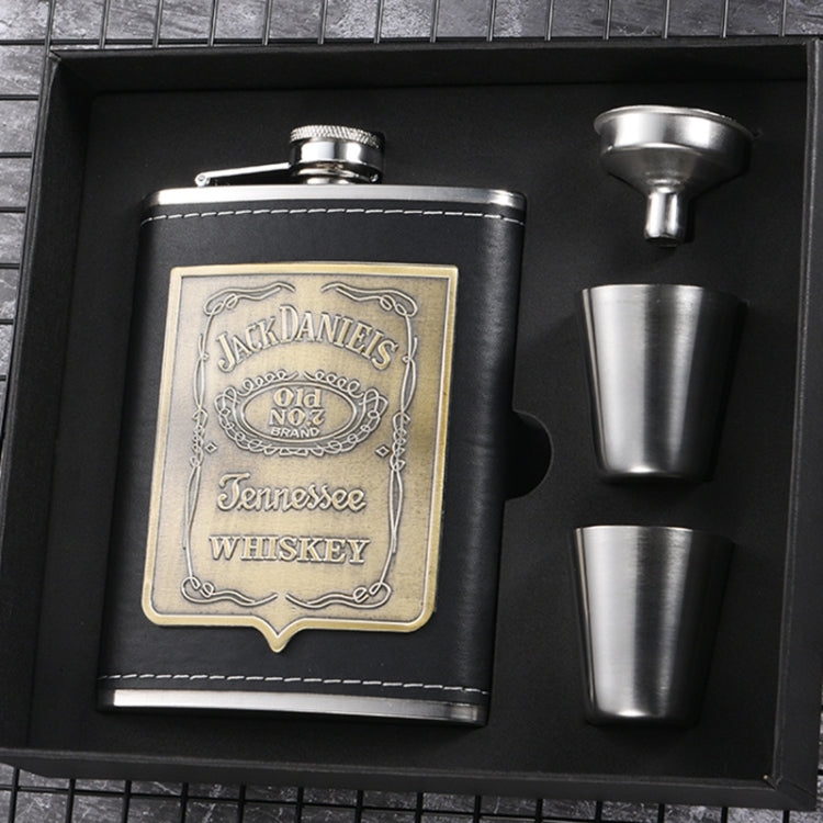 Portable Stainless Steel Hip Flask Set With Wine Glass Funnel, Style: 8OZ Old Jack Patch Core by bashfashion