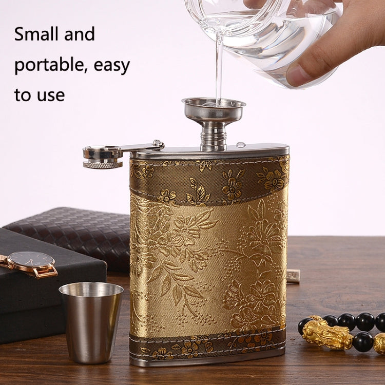 Portable Stainless Steel Hip Flask Set With Wine Glass Funnel, Style: 7OZ Black Leather Old Man Gray by bashfashion