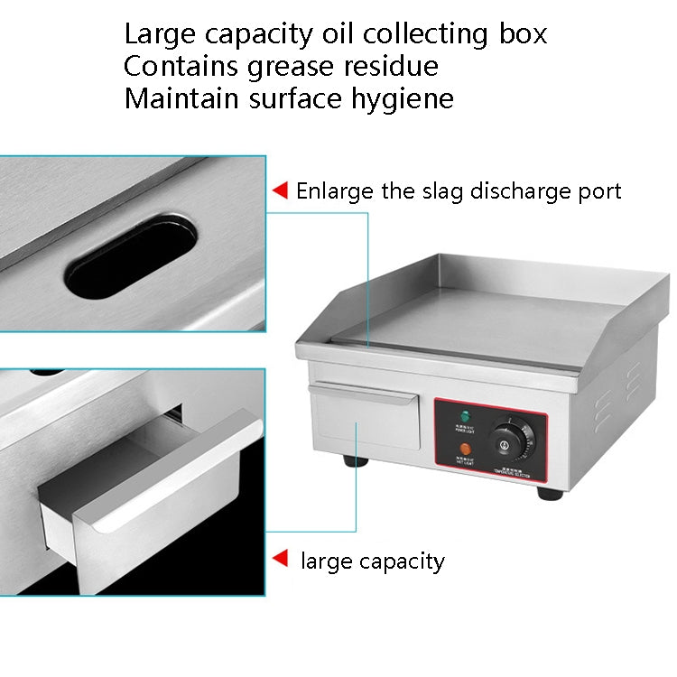 Fuyi Commercial Desktop Electric Stove Stainless Steel Body Cast Iron Skewers Pancake Electric Griddle, EU Plug(EG-818B) by bashfashion