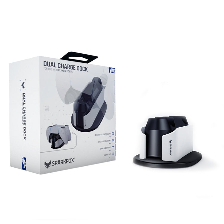 SPARKFOX W20P508 Dual Charger With Contacts Wireless Handle Charger For PS5, Style: Charger+Data Cable by SPARKFOX