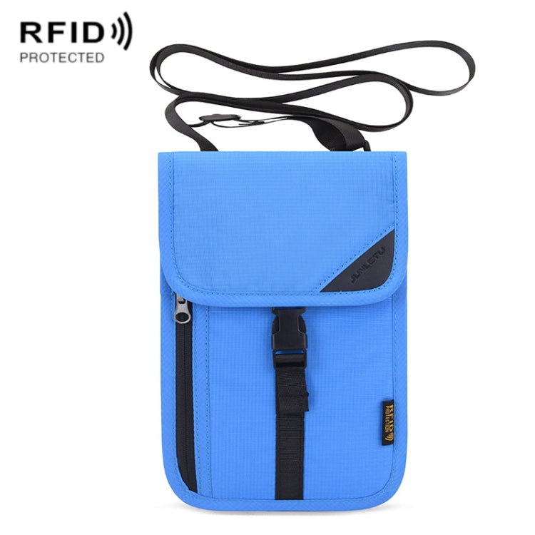 1062 Travel Passport Bag RFID Multi-Function Document Holder Hanging Neck Ticket Protective Case(Blue) by bashfashion