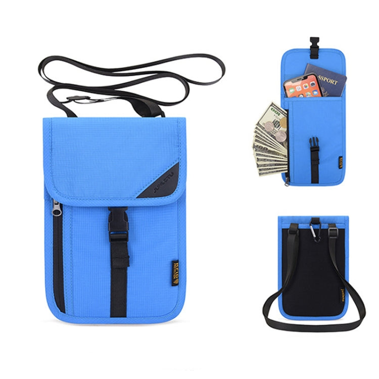 1062 Travel Passport Bag RFID Multi-Function Document Holder Hanging Neck Ticket Protective Case(Blue) by bashfashion