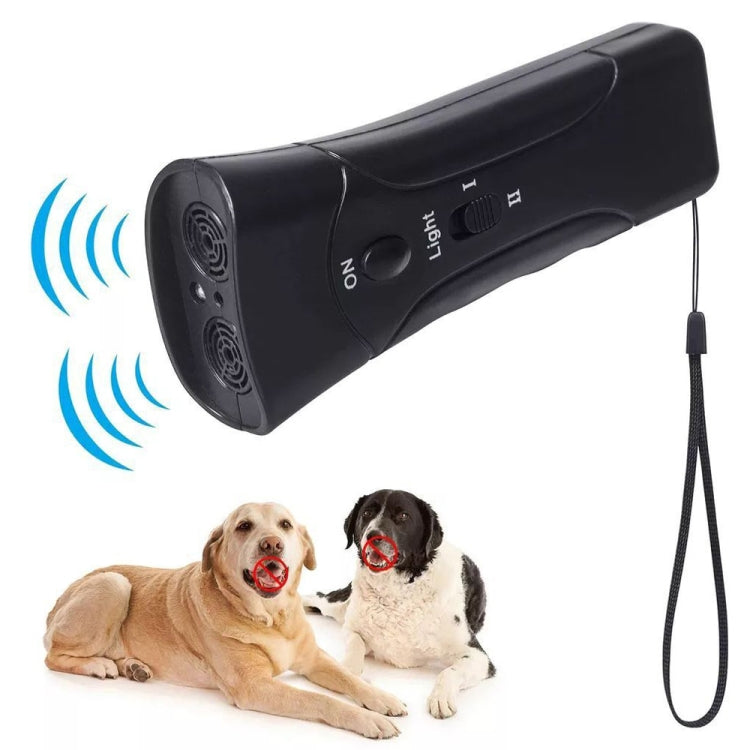 LED Flashlight Ultrasonic Dog Repeller Portable Dog Trainer, Colour: Double black(Colorful Package) by bashfashion