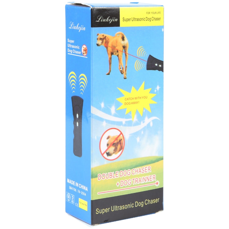 LED Flashlight Ultrasonic Dog Repeller Portable Dog Trainer, Colour: Double black(Colorful Package) by bashfashion