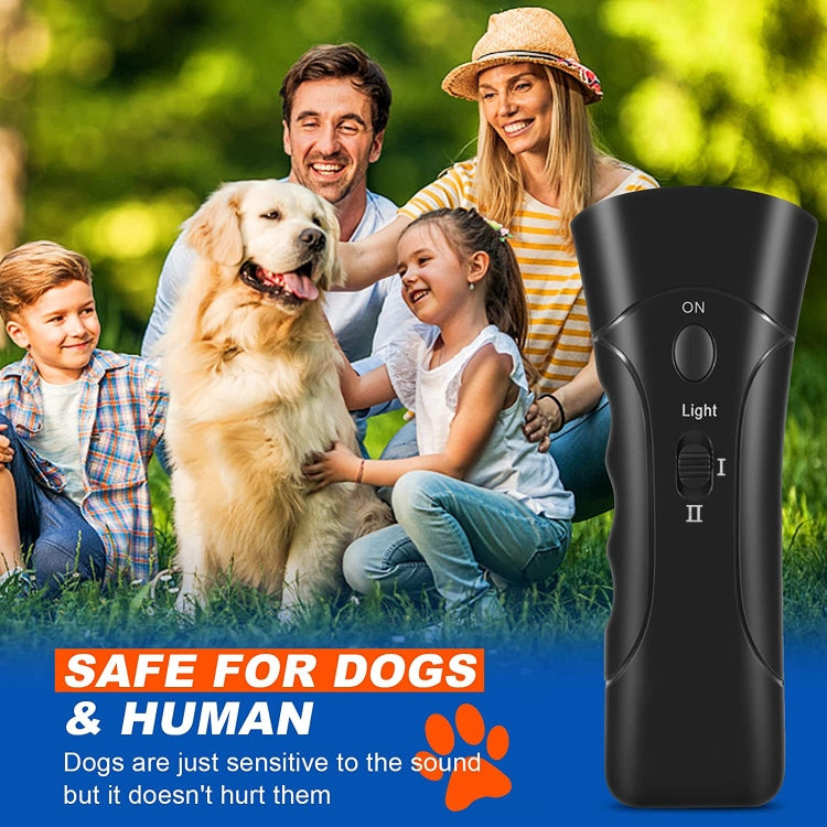 LED Flashlight Ultrasonic Dog Repeller Portable Dog Trainer, Colour: Double black(Colorful Package) by bashfashion