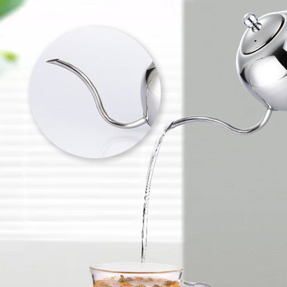 Hand Flush Pot Mocha Coffee Pot Stainless Steel Coffee Pot European Style Stainless Steel Teapot With Strainer, Capacity: 1L(Silver) by bashfashion