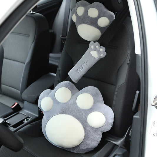 Car Plush Head Pillow Cat Claw Car Neck Pillow Car Female Decorative Supplies, Colour: Gray Headrest by bashfashion