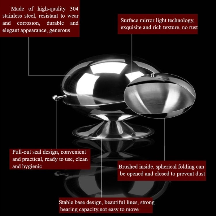 Stainless Steel Kitchen Spherical Sugar Cup Reversible Seasoning Jar Solid Seasoning Box, Specification: D13.5 x H16cm by bashfashion