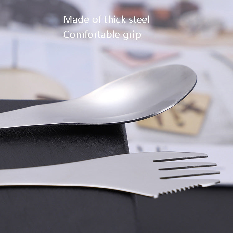 Stainless Steel Western Tableware Creative 3 In 1 Spoon Forked Tableware by bashfashion