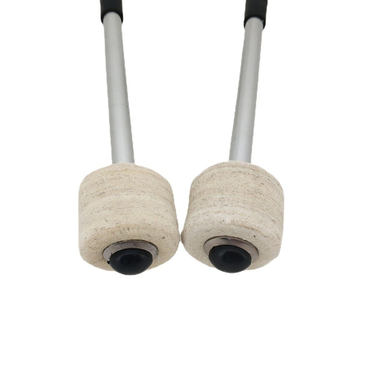 Percussion Accessories Wool Felt Stainless Steel Non-Slip Drumsticks Practice Playing Kick Drum Hammers by bashfashion