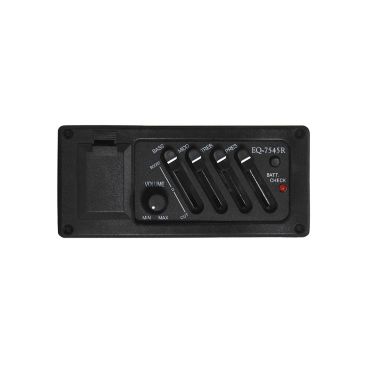 EQ-7545R Guitar Four-Band Equalizer EQ Wooden Guitar Modified Pickup Instrument Accessories(Black) by bashfashion