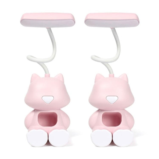 2 PCS FY6601 Cartoon Pen Holder Reading Desk Lamp LED Eye Protection Dormitory Student Bedroom Lamp(Pink) by bashfashion