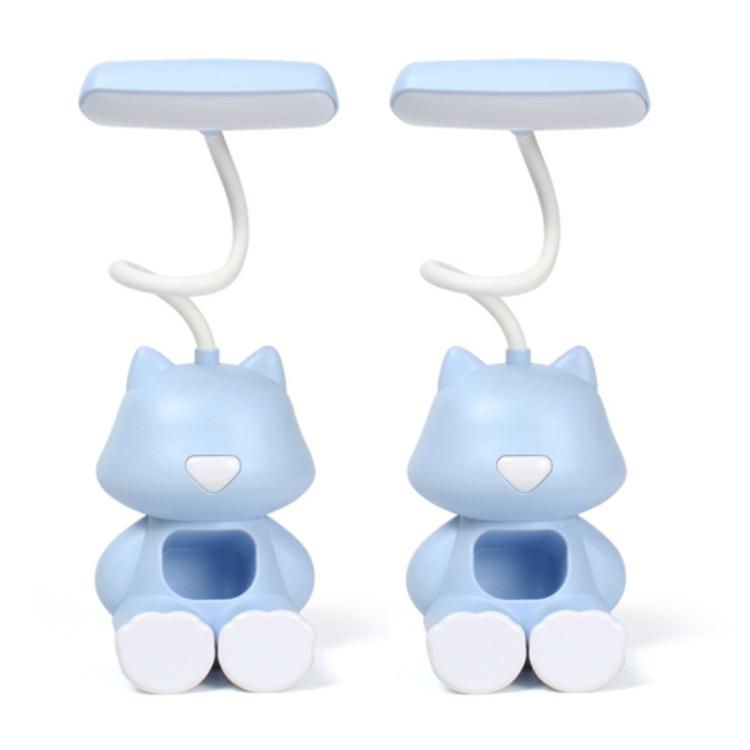 2 PCS FY6601 Cartoon Pen Holder Reading Desk Lamp LED Eye Protection Dormitory Student Bedroom Lamp(Blue) by bashfashion