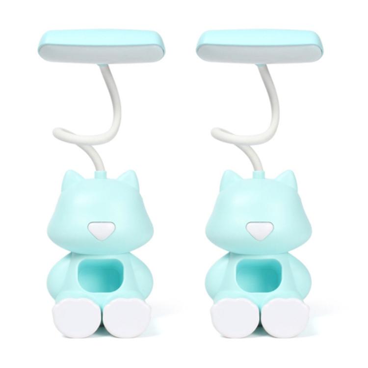 2 PCS FY6601 Cartoon Pen Holder Reading Desk Lamp LED Eye Protection Dormitory Student Bedroom Lamp(Green) by bashfashion