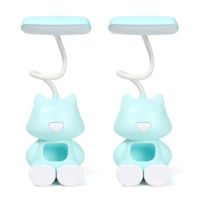 2 PCS FY6601 Cartoon Pen Holder Reading Desk Lamp LED Eye Protection Dormitory Student Bedroom Lamp(Green) by bashfashion
