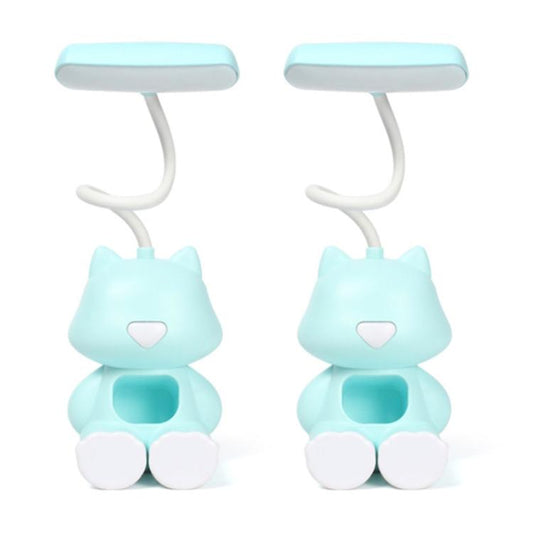 2 PCS FY6601 Cartoon Pen Holder Reading Desk Lamp LED Eye Protection Dormitory Student Bedroom Lamp(Green) by bashfashion