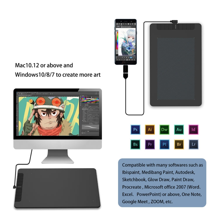 VEIKK VK1060 Hand-Painted Tablet Electronic Painting Board Can Be Connected To Mobile Phone by VEIKK