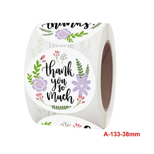 Roll Floral Thank You Sticker Birthday Party Gift Packaging Label, Size: 38mm / 1.5 Inch(A-133-38mm) by bashfashion