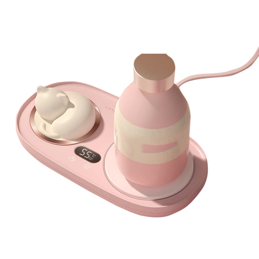 Household Smart Thermal InsulationTemperature Coaster Desktop Bedroom Office Heating Warming Coaster, US Plug(Pink) by bashfashion