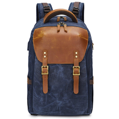 K805 Waterproof Batik Canvas Camera Backpack Outdoor Liner Shoulder Photography Bag(Blue) by bashfashion