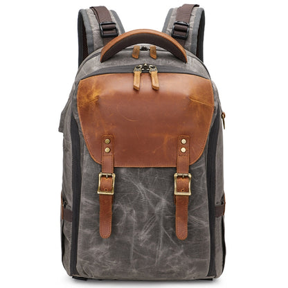 K805 Waterproof Batik Canvas Camera Backpack Outdoor Liner Shoulder Photography Bag(Grey) by bashfashion