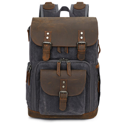K-86 Casual Shoulder Camera Bag Contrast Waterproof Batik Canvas Single Digital Camera Photo Backpack(Gray) by bashfashion