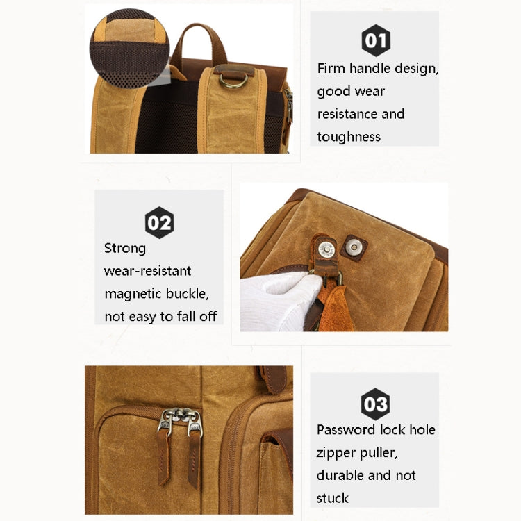 K-86 Casual Shoulder Camera Bag Contrast Waterproof Batik Canvas Single Digital Camera Photo Backpack(Khaki) by bashfashion