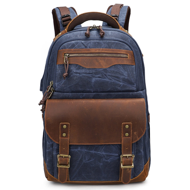 K813 Retro SLR Camera Bag Canvas Shoulder Computer Camera Bag(Blue) by bashfashion