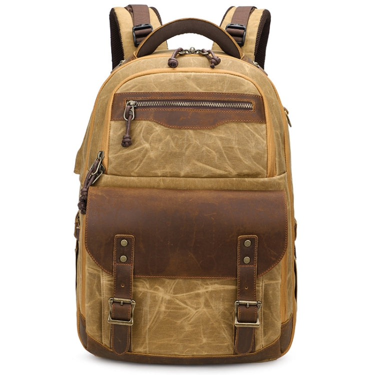 K813 Retro SLR Camera Bag Canvas Shoulder Computer Camera Bag(Soil Yellow) by bashfashion