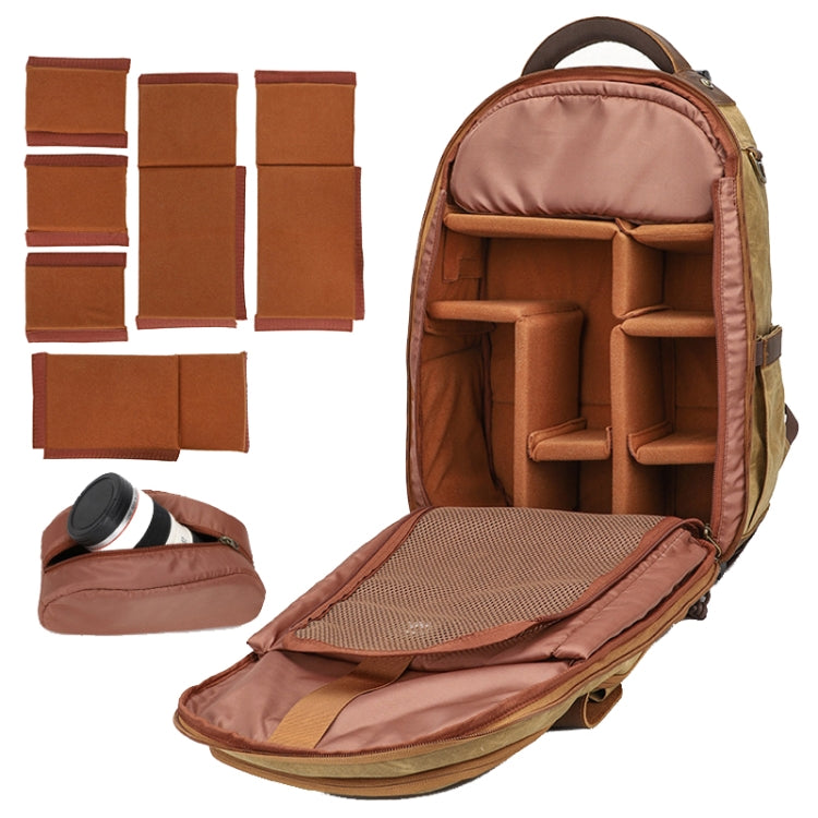 K813 Retro SLR Camera Bag Canvas Shoulder Computer Camera Bag(Khaki) by bashfashion