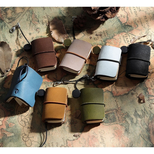 Ultra-Small Mini TN Hand Account Book Leather Notebook Portable Travel Diary(Oil Wax Leather Tea) by bashfashion