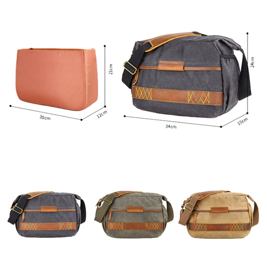 3037 SLR Camera Bag Shoulder Waterproof Messenger Camera Bag(Khaki) by bashfashion