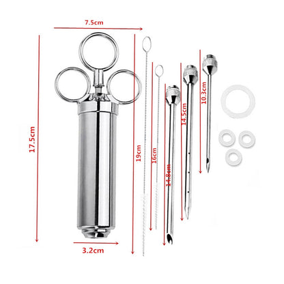 10 in 1 Stainless Steel Seasoning Turkey Syringe Kitchen Seasoning Syringe by bashfashion