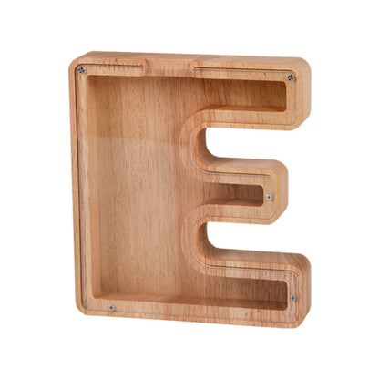 Wooden English Alphabet Piggy Bank Transparent Acrylic Piggy Bank(E) by bashfashion