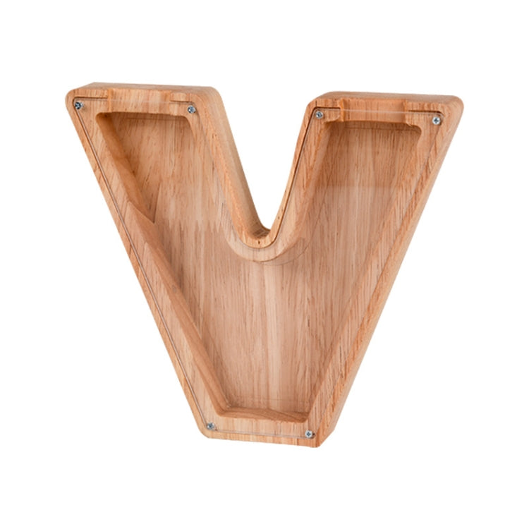 Wooden English Alphabet Piggy Bank Transparent Acrylic Piggy Bank(V) by bashfashion