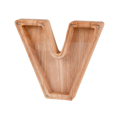 Wooden English Alphabet Piggy Bank Transparent Acrylic Piggy Bank(V) by bashfashion