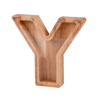 Wooden English Alphabet Piggy Bank Transparent Acrylic Piggy Bank(Y) by bashfashion