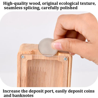 Wooden English Alphabet Piggy Bank Transparent Acrylic Piggy Bank(H) by bashfashion