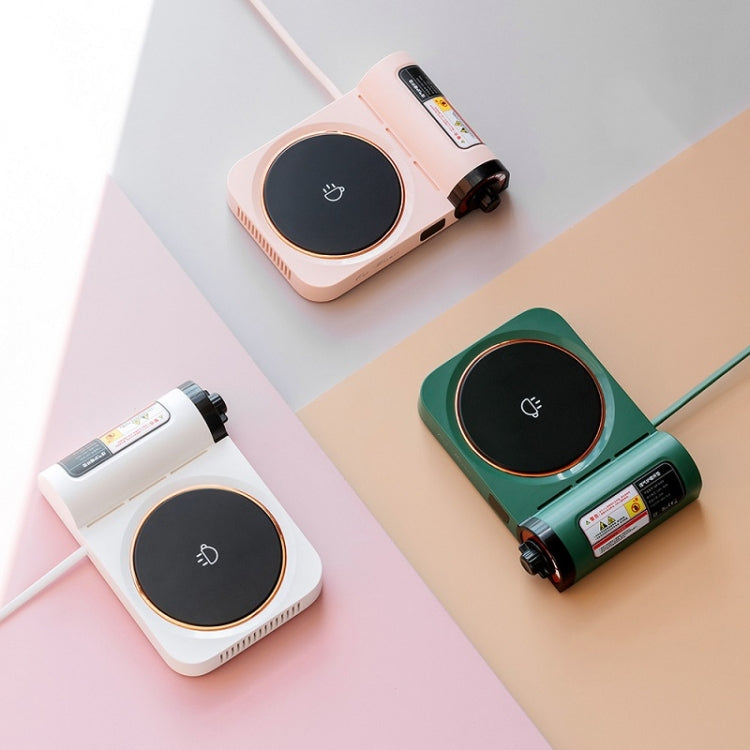 Gas Stove Shape Warming Cup Mat Desktop Heating Constant Temperature Timing Water Cup Heating Base,CN Plug(White) by bashfashion