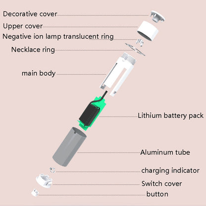 EP205 Portable Air Purifier Negative Ion Necklace Hanging Collar Purifier(Black) by bashfashion