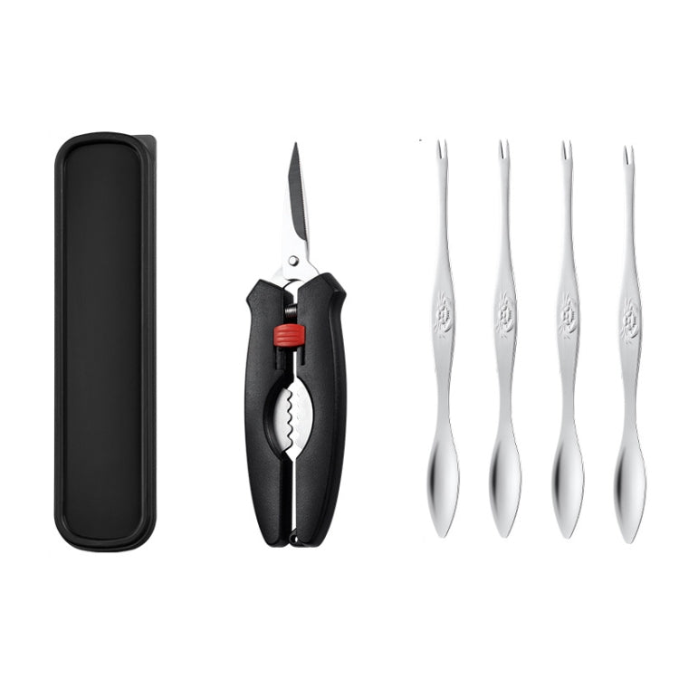 Crab Tool 304 Stainless Steel Crab Fork Crab Scissors Crab Needle,Style: 4 Fork 1 Knife 1 Box by bashfashion