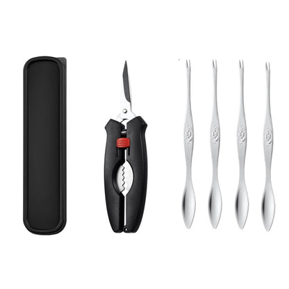 Crab Tool 304 Stainless Steel Crab Fork Crab Scissors Crab Needle,Style: 4 Fork 1 Knife 1 Box by bashfashion