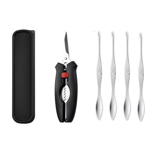 Crab Tool 304 Stainless Steel Crab Fork Crab Scissors Crab Needle,Style: 4 Fork 1 Knife 1 Box by bashfashion