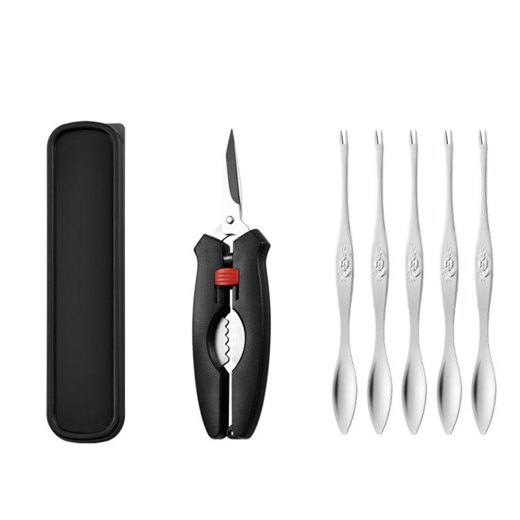 Crab Tool 304 Stainless Steel Crab Fork Crab Scissors Crab Needle,Style: 5 Fork 1 Knife 1 Box by bashfashion