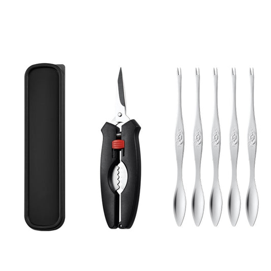 Crab Tool 304 Stainless Steel Crab Fork Crab Scissors Crab Needle,Style: 5 Fork 1 Knife 1 Box by bashfashion