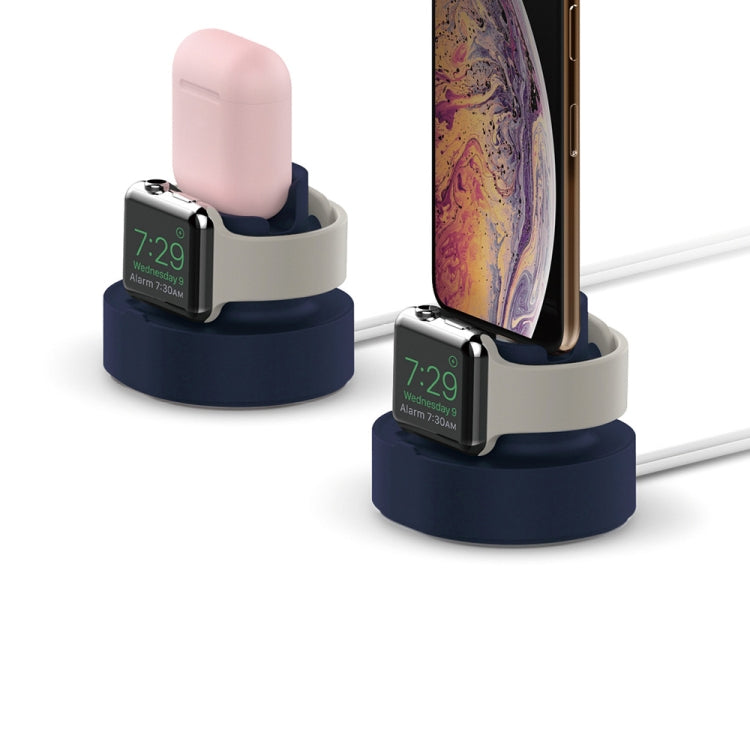 2 In 1 Smart Watch Charging Bracket Desktop Silicone Watch Charging Stand For Apple Watch(Grey) by bashfashion