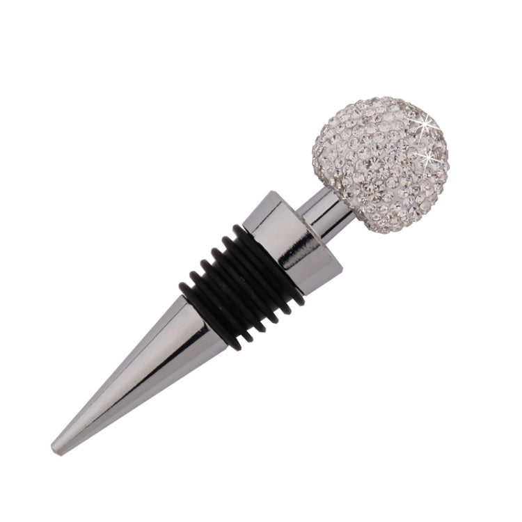 Crystal Ball Red Wine Stopper Diamond Zinc Alloy Metal Sealed Wine Cork(White) by bashfashion