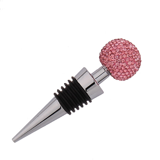 Crystal Ball Red Wine Stopper Diamond Zinc Alloy Metal Sealed Wine Cork(Pink) by bashfashion