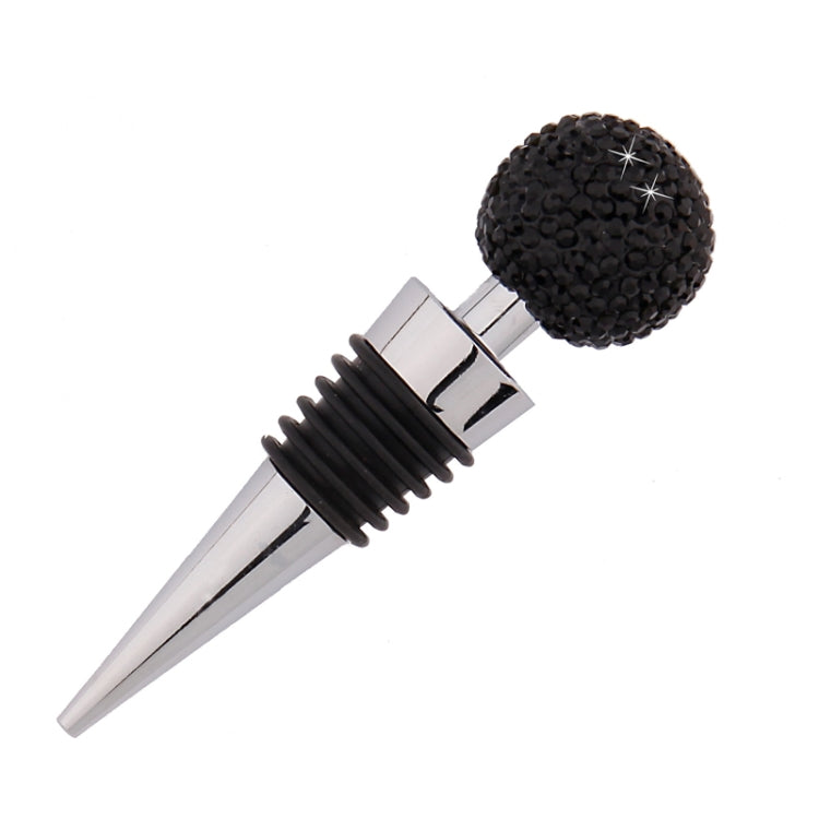 Crystal Ball Red Wine Stopper Diamond Zinc Alloy Metal Sealed Wine Cork(Black) by bashfashion