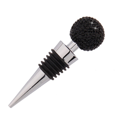 Crystal Ball Red Wine Stopper Diamond Zinc Alloy Metal Sealed Wine Cork(Black) by bashfashion